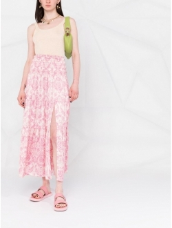 paisley-print midi straight skirt