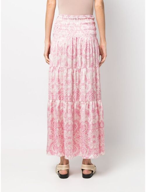 Maje paisley-print midi straight skirt