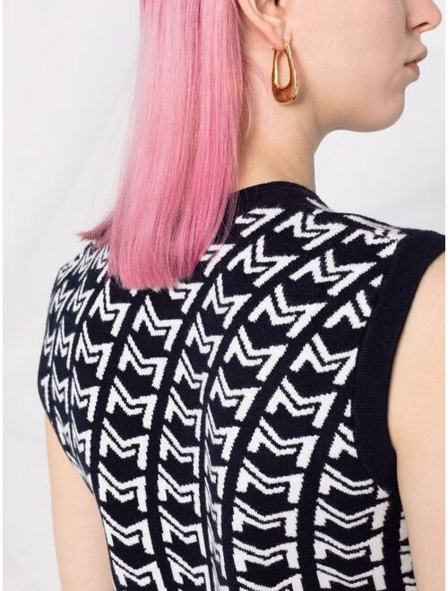 Maje monogram-pattern crew-neck knitted top
