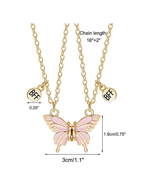 NOASR Best Friend Necklace Magnetic Butterfly BFF Necklaces for 2 Drop Glaze Butterfly Matching Friendship Necklace for Girls Women Gifts