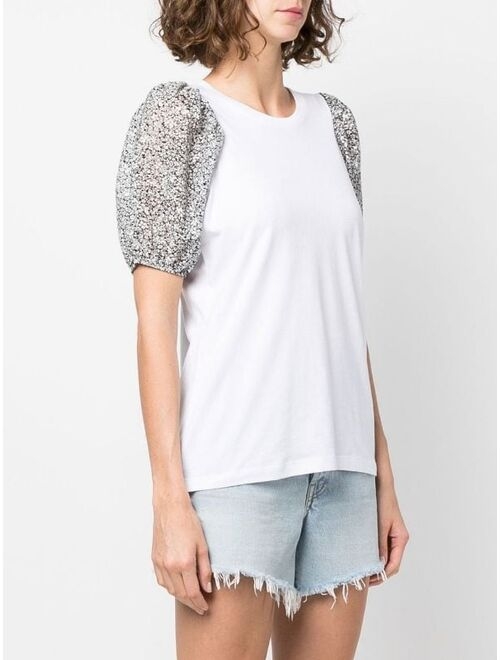 Maje floral puff-sleeve T-shirt