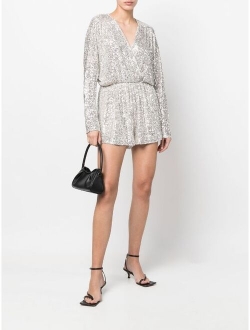 sequinned wrap-effect playsuit