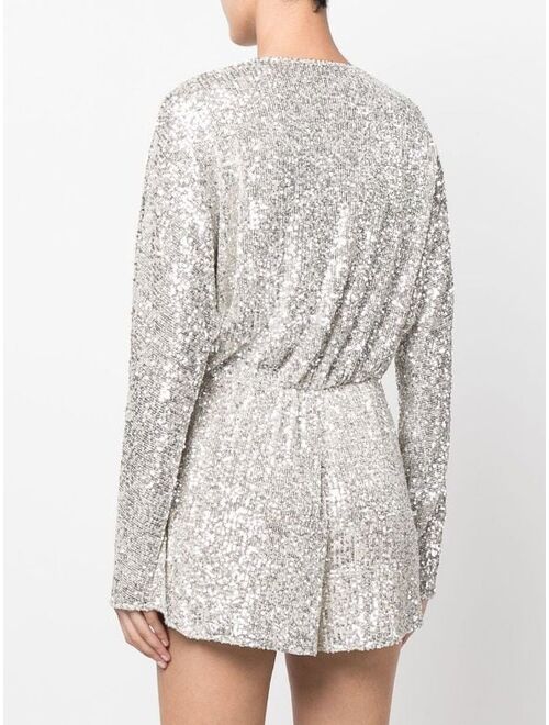Maje sequinned wrap-effect playsuit