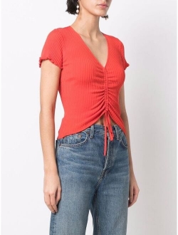 ribbed-knit tie-detail top