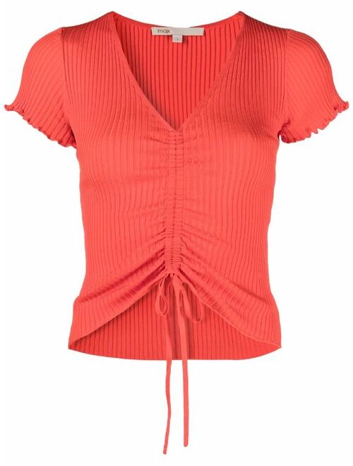 Maje ribbed-knit tie-detail top