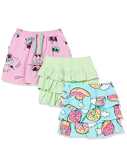 Spotted Zebra Girls and Toddlers' Knit Ruffle Scooter Skirts, Multipacks