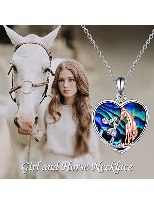 YFN Horse Pendant Necklace Sterling Silver Girls Embrace Horse Gift for Girls Boys Horse Lover