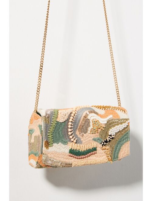 Anthropologie Beaded Clutch Bag With Chain Strap