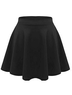 Loxdonz Girls Kids Casual Mini Stretch Waist Flared Plain Pleated Skater Skirt