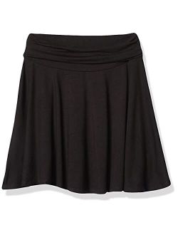 Girls' Big Size 7-16 Knit Skater Skirt with Foldover Waist