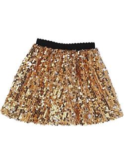 Flofallzique Girls Sequin Skirts Glitter Short Kids Sparkle Skirt Toddler Tutu Girls Clothes