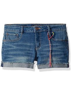 Girls' 5-Pocket Cuffed Stretch Denim Shorts