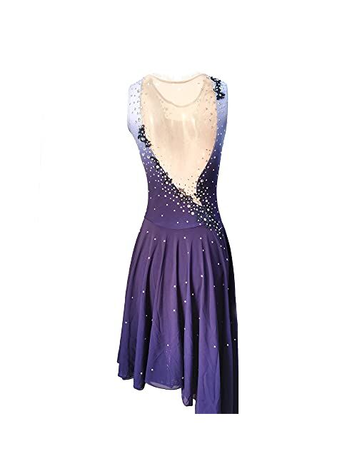 Liuhuo Figure Skating Blue Diamond Competition Dance Ice Skating Dress Long Skirt Ice Butterfly Dance