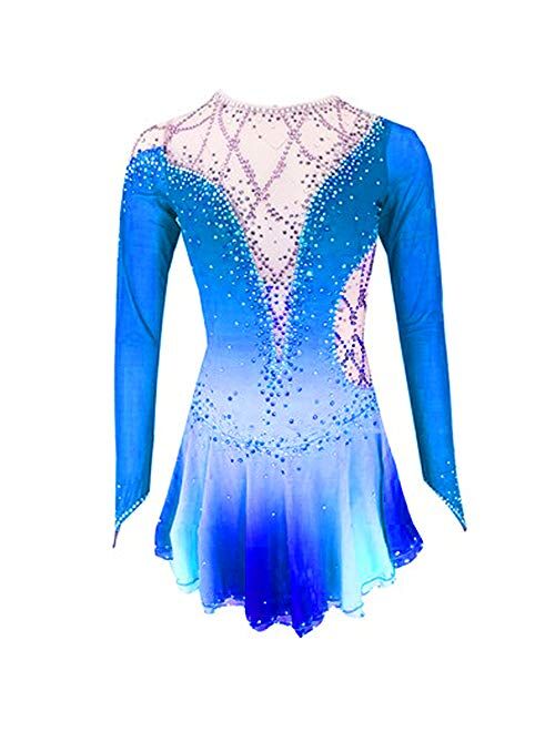 LIUHUO Figure Skating Dress Gradient Purple Long Sleeves Competition Gymnastics Quality Crystals Skating Costumes