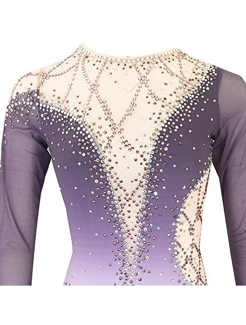 LIUHUO Figure Skating Dress Gradient Purple Long Sleeves Competition Gymnastics Quality Crystals Skating Costumes