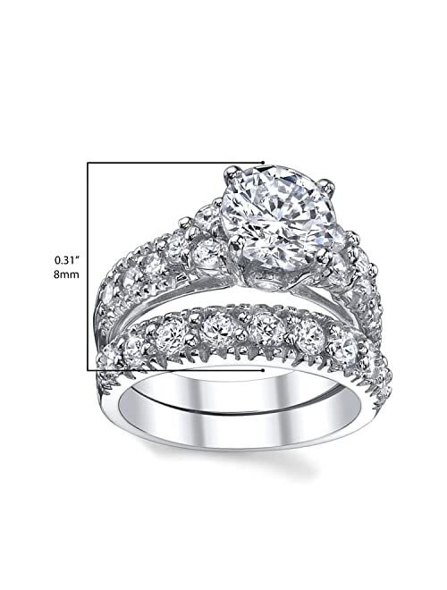 Metal Masters Co. Womens 1.5 Carat Sterling Silver 925 Engagement Bridal Ring Set Round-Cut Cubic Zirconia