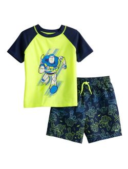 Toddler Boy Disney/Pixar Buzz Lightyear Rash Guard Swimsuit Set by Jumping Beans