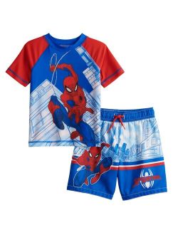 Toddler Boy Spider-Man Rashguard & Swim Trunks Set