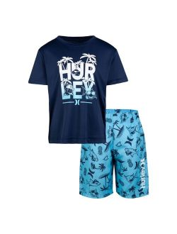 Boys 4-7 Hurley Shark Paradise Top & Bottoms Swim Set
