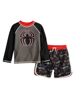 Toddler Boy Marvel Spider-Man Rash Guard & Swim Trunks Set