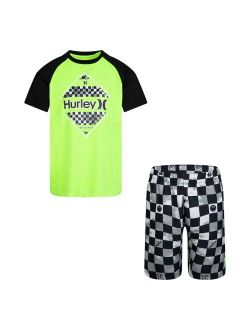 Boys 8-20 Hurley Checkered Tie Dye Top & Shorts Swim Set