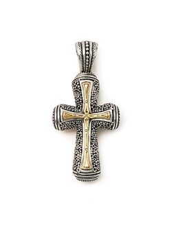 Men's Sterling Silver, 18K Gold Cross Pendant, Stavros Collection