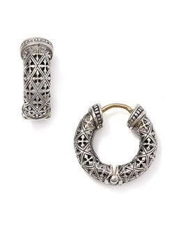 Women's Sterling Silver Hoop Earrings With Cross and Diamond Designs