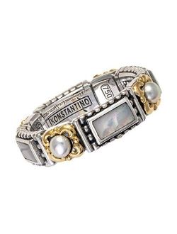 Women's Sterling Silver & 18K Gold Band Ring With Mother of Pearl, Hestia Collection