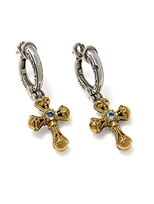 Konstantino Women's Aquamarine Cross Earrings