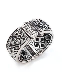 Men's Sterling Silver Diamond Pattern Ring