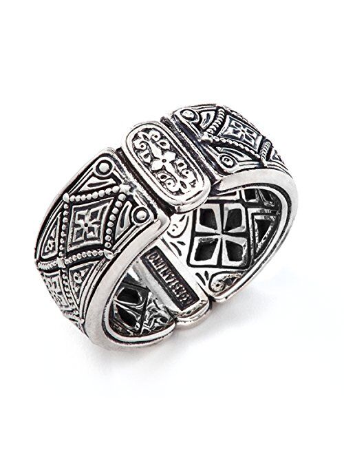 Konstantino Men's Sterling Silver Diamond Pattern Ring