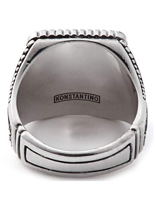 Konstantino Men's Sterling Silver & 18k Gold Engraved Ring, Size 10