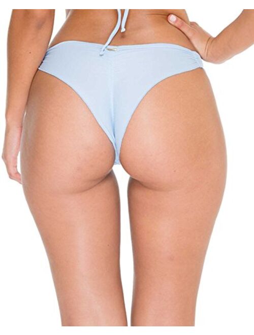 Luli Fama Women's Standard Cosita Buena Wavey Brazilian Ruched Back Bikini Bottom