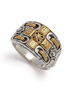 Men's Sterling silver & 18K gold Cross Ring, Size 7