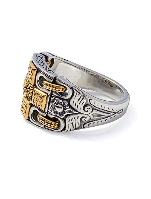 Konstantino Men's Sterling silver & 18K gold Cross Ring, Size 7