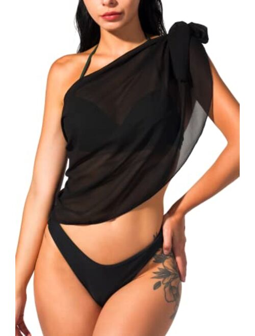 Beautikini Women's Beach Sarongs, Short Wrap Sheer Scarf Bikini Skirt Chiffon Cover Ups for Swimwear