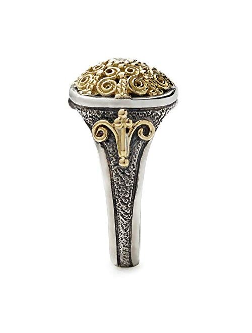Konstantino Women's Diamond Collection 925 Sterling Silver and 18K Gold Filigree Diamond Ring, 0.2 ct