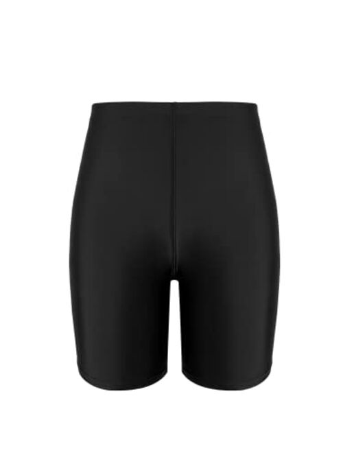 Beautikini Women's Swim Shorts Long Board Shorts High Waist Bathing Suit Bottom Plus Size Tankini Swim Shorts