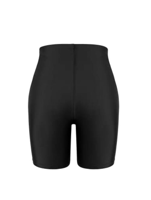 Beautikini Women's Swim Shorts Long Board Shorts High Waist Bathing Suit Bottom Plus Size Tankini Swim Shorts
