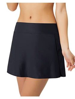 Beautikini Women Swim Skirt High Waist Bathing Suit Short Skirt Waistband Skort Mid Waist Tankini Bikini Swimsuit Bottoms