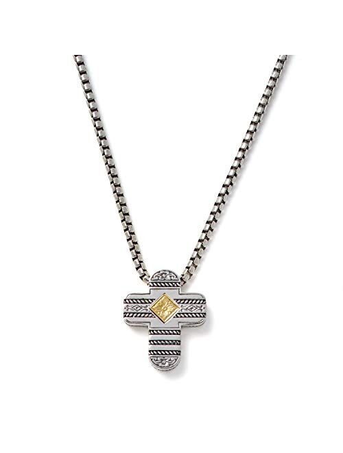 Konstantino Men's Sterling Silver & 18K gold Cross Necklace, 24 Inch