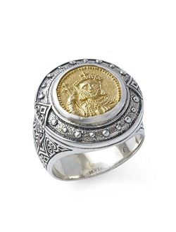 Men's Silver and Bronze Constantine XI Round Ring