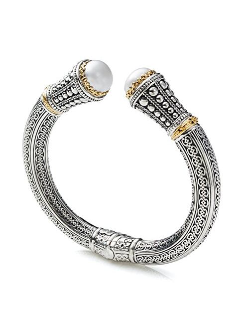 Konstantino Womens Sterling Silver &18K Gold Hinged Pearl Bracelet