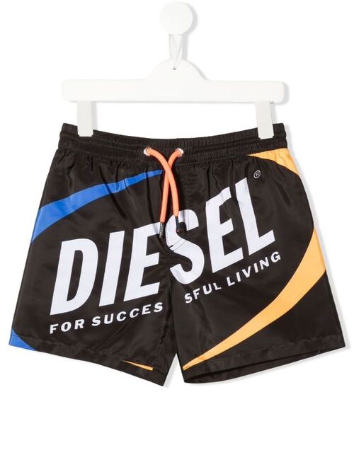 Diesel Kids logo-print swim shorts