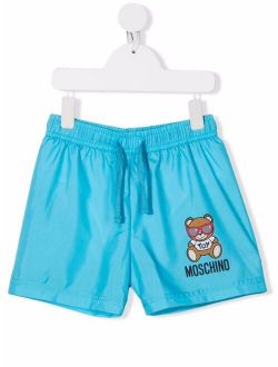 Kids teddy-print swim shorts