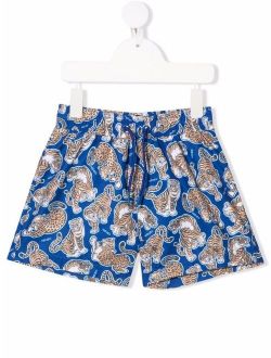 Kids tiger-print swim shorts