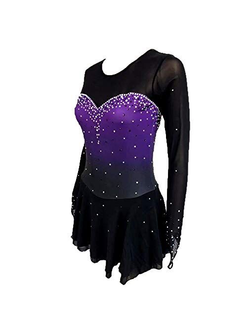 Liuhuo Ice Figure Skating Costumes Children Purple Gradient Girls Ice Skating Dress for Competition