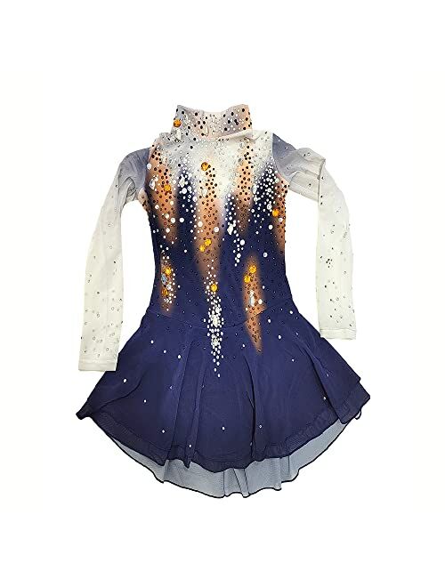 LIUHUO Ice Figure Skating Dress Girls Women Blue Competition Stage Dance Wear Youth