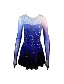 Liuhuo Figure Skating Dress Girls Teens Purple Gradient Ice Skating Competition Costumes