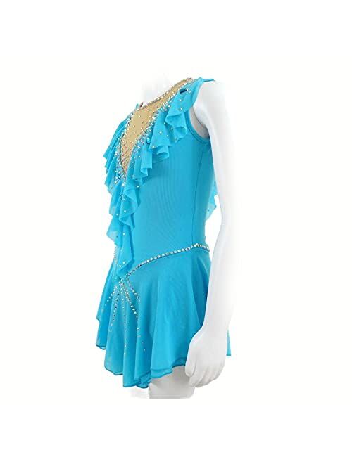 Liuhuo Ice Figure Skating Dress Women Teens SkyBlue Dance Clothing for Competition Wear